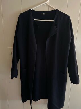 J Crew 365 Long Open Front Knit Cardigan Coat in Dark Navy